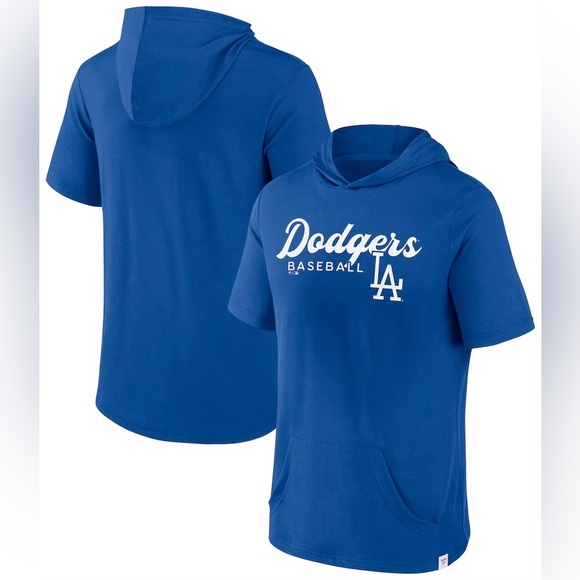 Los Angeles Dodgers Fanatics Offensive Strategy Short Sleeve Pullover Hoodie M - Picture 1 of 3